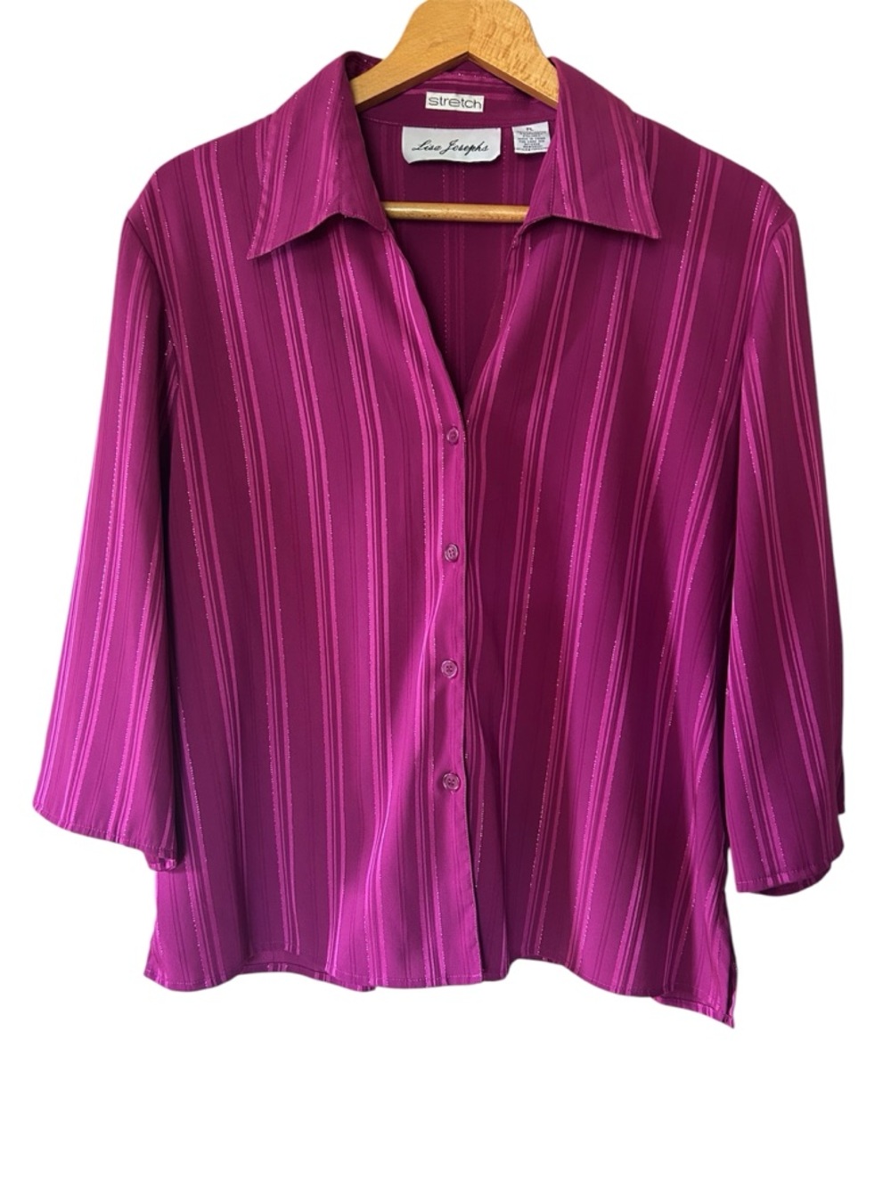 Y2K Office Siren Sparkle Lisa Josephs Top | Glitter Shimmer Striped Blouse